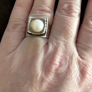Silpada Pearl Hammered Ring